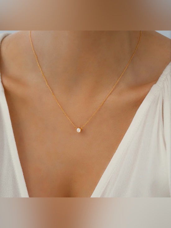 Mint&Lilly Jewelry - Mint & Lilly Classic Bezel Set Solitaire Necklace